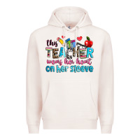 Pale Pink this teacher wears her her on her sleeve Premium Hoodie - NancyCooperArtShop