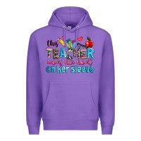 Purple this teacher wears her her on her sleeve Premium Hoodie - NancyCooperArtShop