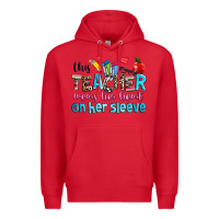 Red this teacher wears her her on her sleeve Premium Hoodie - NancyCooperArtShop