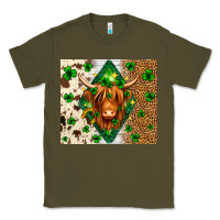 Army Green St. Patrick's Day Highland cow Classic Tee - Neo Western