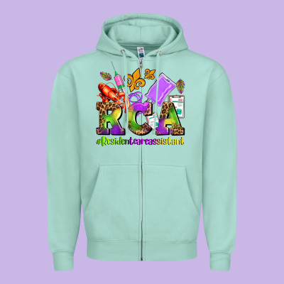 Mardi Gras Rca Resident Care Assistant Zipper Hoodie Designed By Adodesignshop