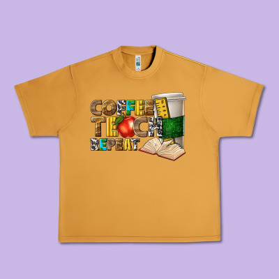 Coffee Teach Repeat Urban Heavy Tee Designed By Texasbilliewilder