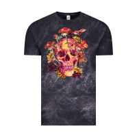 Cloud Black Floral skeleton with mushrooms Vintage Tee - RanaPortraitStore