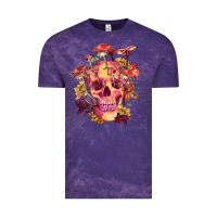 Cloud Purple Floral skeleton with mushrooms Vintage Tee - RanaPortraitStore
