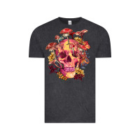 Vintage Black Floral skeleton with mushrooms Vintage Tee - RanaPortraitStore