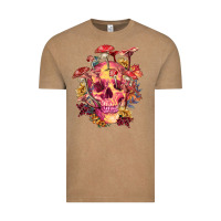 Vintage Coffee Floral skeleton with mushrooms Vintage Tee - RanaPortraitStore