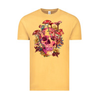 Vintage Mustard Floral skeleton with mushrooms Vintage Tee - RanaPortraitStore