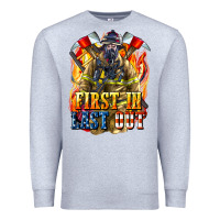 Heather Grey First In last Out American Firefighter Premium Sweatshirt - LillyAllenDesigns