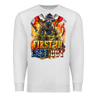 Oatmeal Heather First In last Out American Firefighter Premium Sweatshirt - LillyAllenDesigns