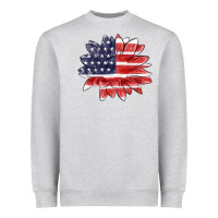 Heather Grey american flag sunflower Heavyweight Sweatshirt - MaliasSmallBusiness