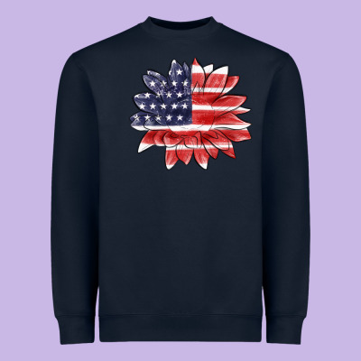 Heavyweight Sweatshirt american flag sunflower