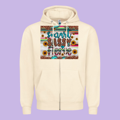 Smart  Sassy Fierce Zipper Hoodie Designed By Jahusdesignshop