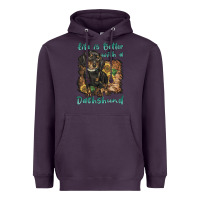 Plum life is better with a dachshund Heavyweight Hoodie - BarkalooDesign