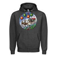 Charcoal Heather santa claus with deer christmas ornament Zipper Hoodie - BundleAndBundleShop
