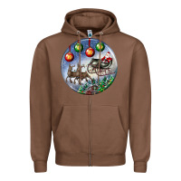 Chestnut santa claus with deer christmas ornament Zipper Hoodie - BundleAndBundleShop