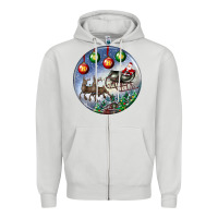 Dove Grey santa claus with deer christmas ornament Zipper Hoodie - BundleAndBundleShop