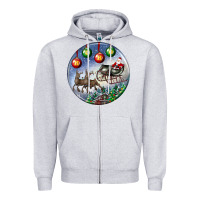 Heather Grey santa claus with deer christmas ornament Zipper Hoodie - BundleAndBundleShop