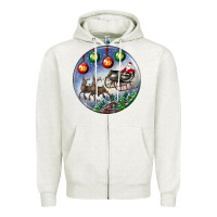 Oatmeal Heather santa claus with deer christmas ornament Zipper Hoodie - BundleAndBundleShop