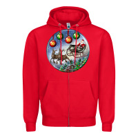 Red santa claus with deer christmas ornament Zipper Hoodie - BundleAndBundleShop