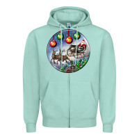 Seafoam santa claus with deer christmas ornament Zipper Hoodie - BundleAndBundleShop