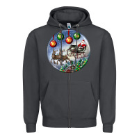 Smoke santa claus with deer christmas ornament Zipper Hoodie - BundleAndBundleShop