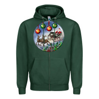 Sports Green santa claus with deer christmas ornament Zipper Hoodie - BundleAndBundleShop