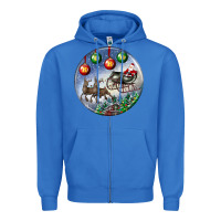 Santa Claus With Deer Christmas Ornament Zipper Hoodie | Teevron