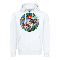 White santa claus with deer christmas ornament Zipper Hoodie - BundleAndBundleShop