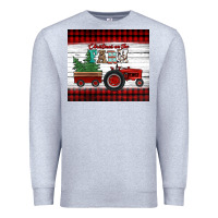 Heather Grey christmas on the farm tractor Premium Sweatshirt - Jasminsmagicworld