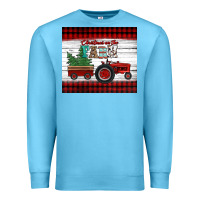 Ocean Blue christmas on the farm tractor Premium Sweatshirt - Jasminsmagicworld