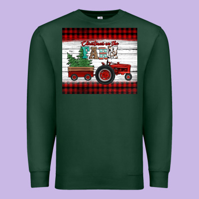 Christmas On The Farm Tractor Premium Sweatshirt Designed By Jasminsmagicworld