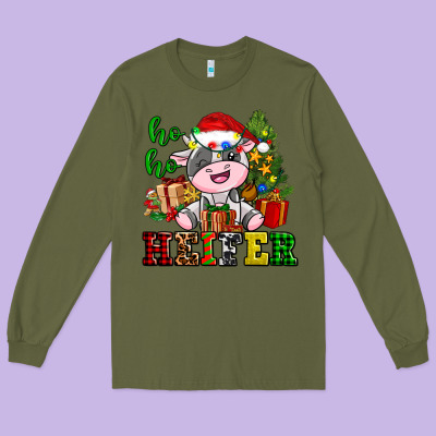 Ho Ho Heifer Little Cute Christmas Cow Long Sleeve Tee Designed By Adodesignshop