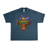 Midnight Navy mardi gras mask highland cow Urban Heavy Tee - RanaPortraitStore