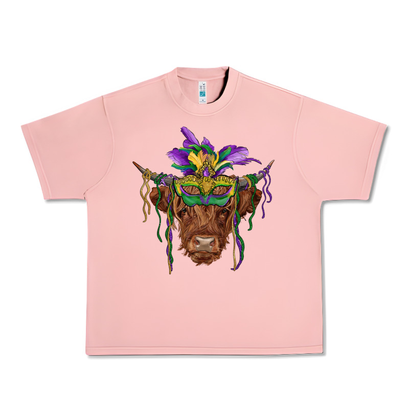 Mardi Gras Mask Highland Cow Urban Heavy Tee by RanaPortraitStore | Teevron