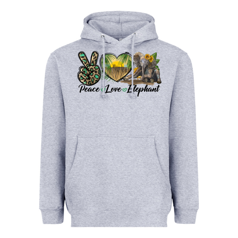 Peace Love Elephant Heavyweight Hoodie by LillyAllenDesigns | Teevron