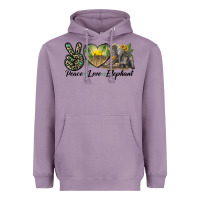 Lavender Peace Love Elephant Heavyweight Hoodie - LillyAllenDesigns