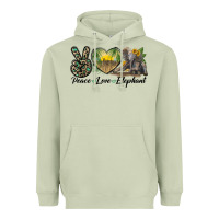 Matcha Peace Love Elephant Heavyweight Hoodie - LillyAllenDesigns