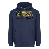 Navy Peace Love Elephant Heavyweight Hoodie - LillyAllenDesigns