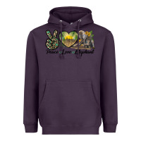 Plum Peace Love Elephant Heavyweight Hoodie - LillyAllenDesigns