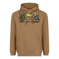 Toasted Coconut Peace Love Elephant Heavyweight Hoodie - LillyAllenDesigns
