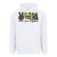 White Peace Love Elephant Heavyweight Hoodie - LillyAllenDesigns