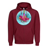Burgundy ice skate christmas ornament Zipper Hoodie - BundleAndBundleShop