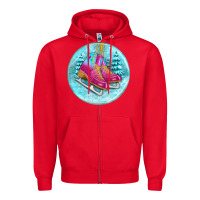 Red ice skate christmas ornament Zipper Hoodie - BundleAndBundleShop