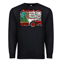 Black christmas on the farm tractor buffalo plaid Premium Sweatshirt - Jasminsmagicworld