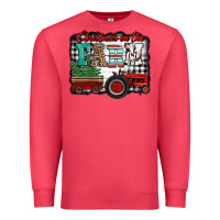 Cardinal christmas on the farm tractor buffalo plaid Premium Sweatshirt - Jasminsmagicworld