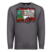 Charcoal Heather christmas on the farm tractor buffalo plaid Premium Sweatshirt - Jasminsmagicworld
