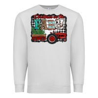 Dove Grey christmas on the farm tractor buffalo plaid Premium Sweatshirt - Jasminsmagicworld