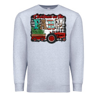 Heather Grey christmas on the farm tractor buffalo plaid Premium Sweatshirt - Jasminsmagicworld