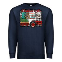 Navy christmas on the farm tractor buffalo plaid Premium Sweatshirt - Jasminsmagicworld