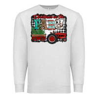 Oatmeal Heather christmas on the farm tractor buffalo plaid Premium Sweatshirt - Jasminsmagicworld